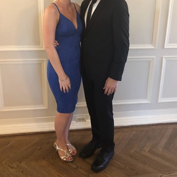 Lulu's Dynamic Diva Royal Blue Suede Bodycon Midi Dress - Size M - Picture 4 of 5